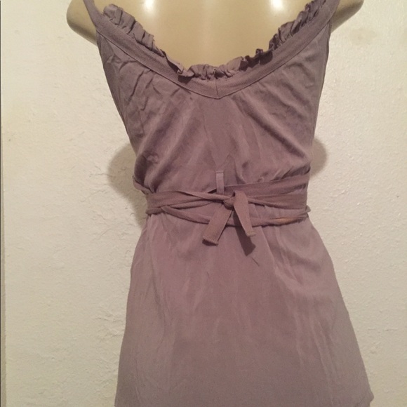 Akualani taupe wrap top* blouse* medium - Picture 2 of 8